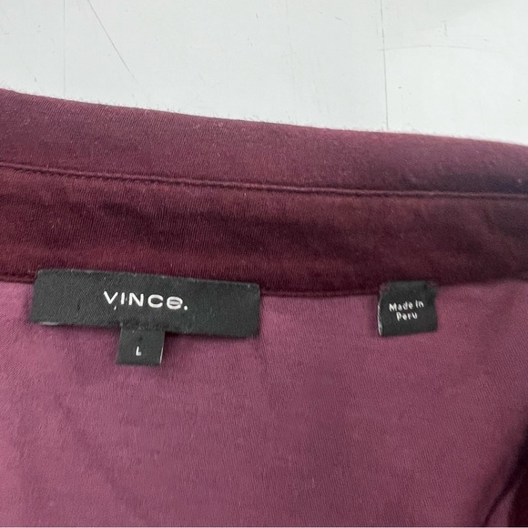 Vince men’s burgundy long sleeve polo shirt L L57-3 - Picture 5 of 5